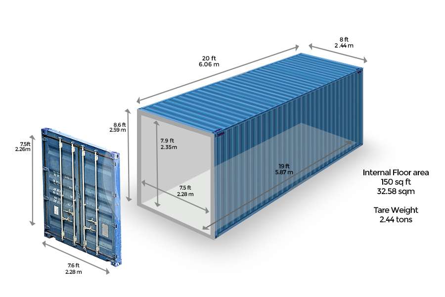 Kích thước container 20'DC